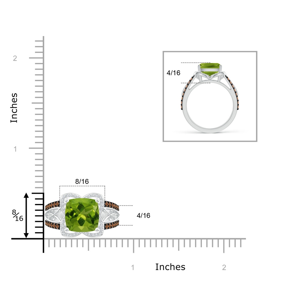 9mm AAAA Cushion Peridot Celtic Knot Cocktail Ring in White Gold product image