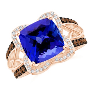 10mm AAAA Cushion Tanzanite Celtic Knot Cocktail Ring in Rose Gold