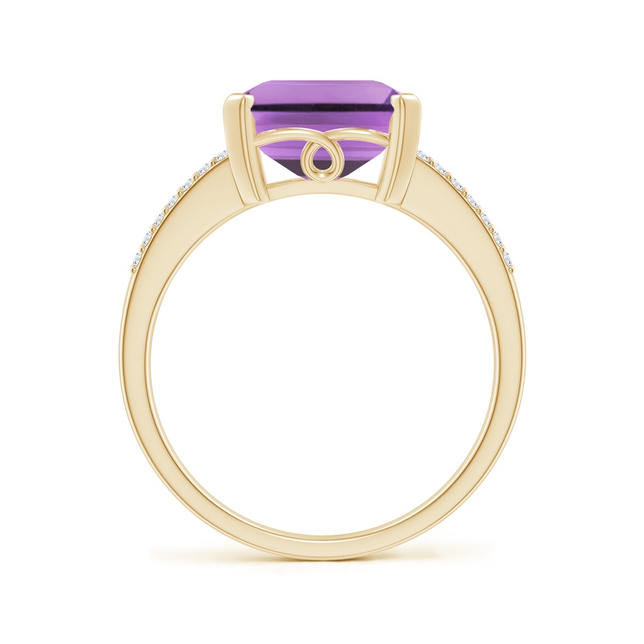 11x9mm A Emerald-Cut Amethyst Split Shank Cocktail Ring with Diamonds in 9K Yellow Gold product image