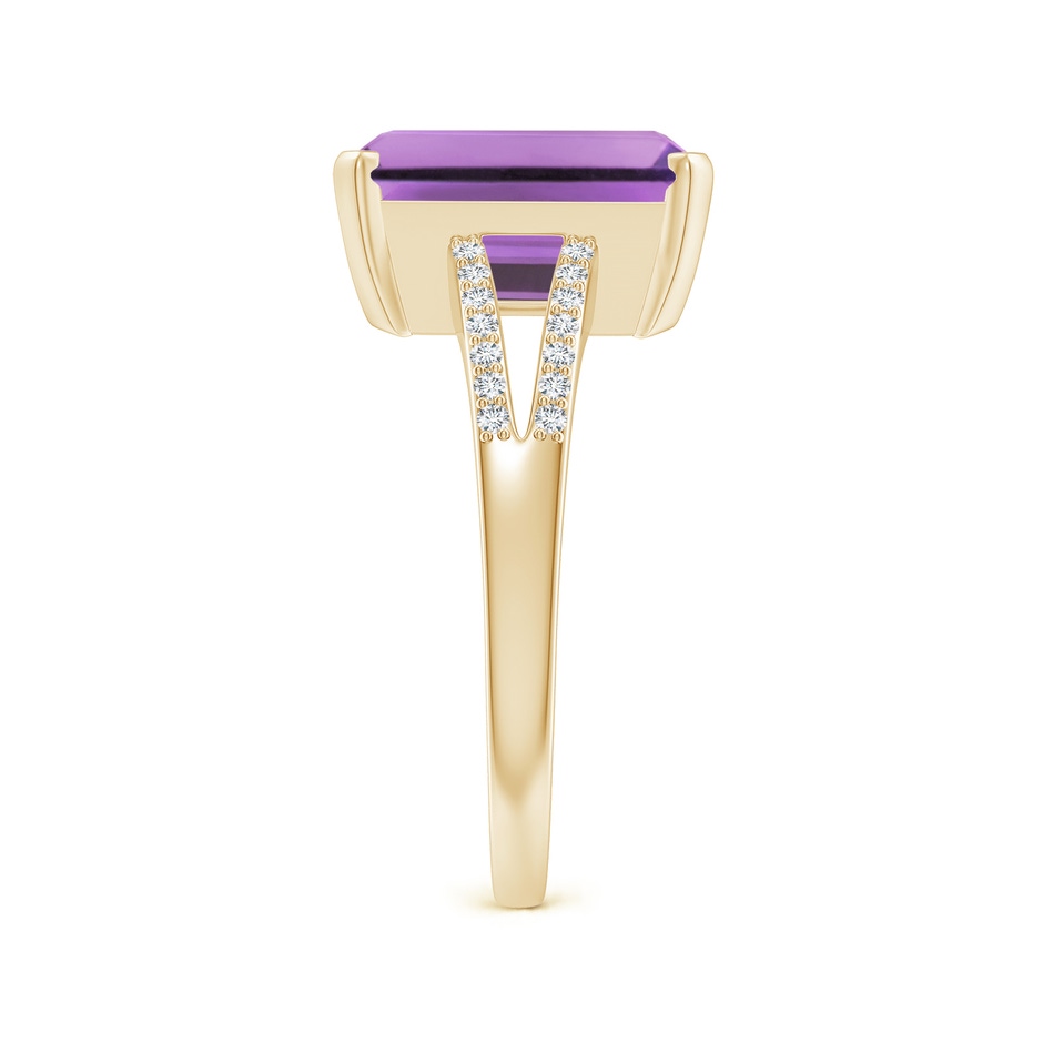 11x9mm A Emerald-Cut Amethyst Split Shank Cocktail Ring with Diamonds in 9K Yellow Gold product image