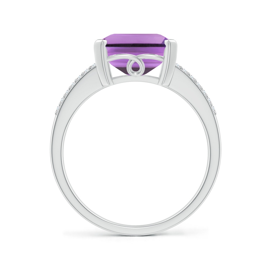 11x9mm A Emerald-Cut Amethyst Split Shank Cocktail Ring with Diamonds in White Gold side-1