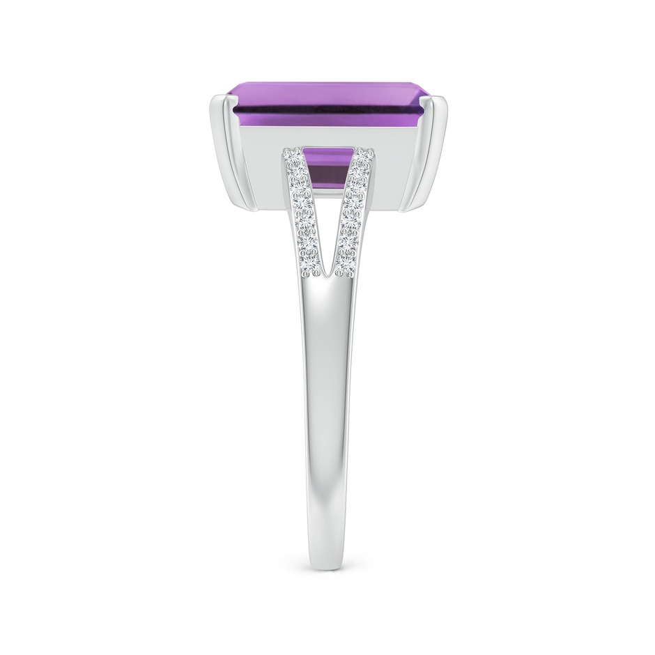 11x9mm A Emerald-Cut Amethyst Split Shank Cocktail Ring with Diamonds in White Gold side-2