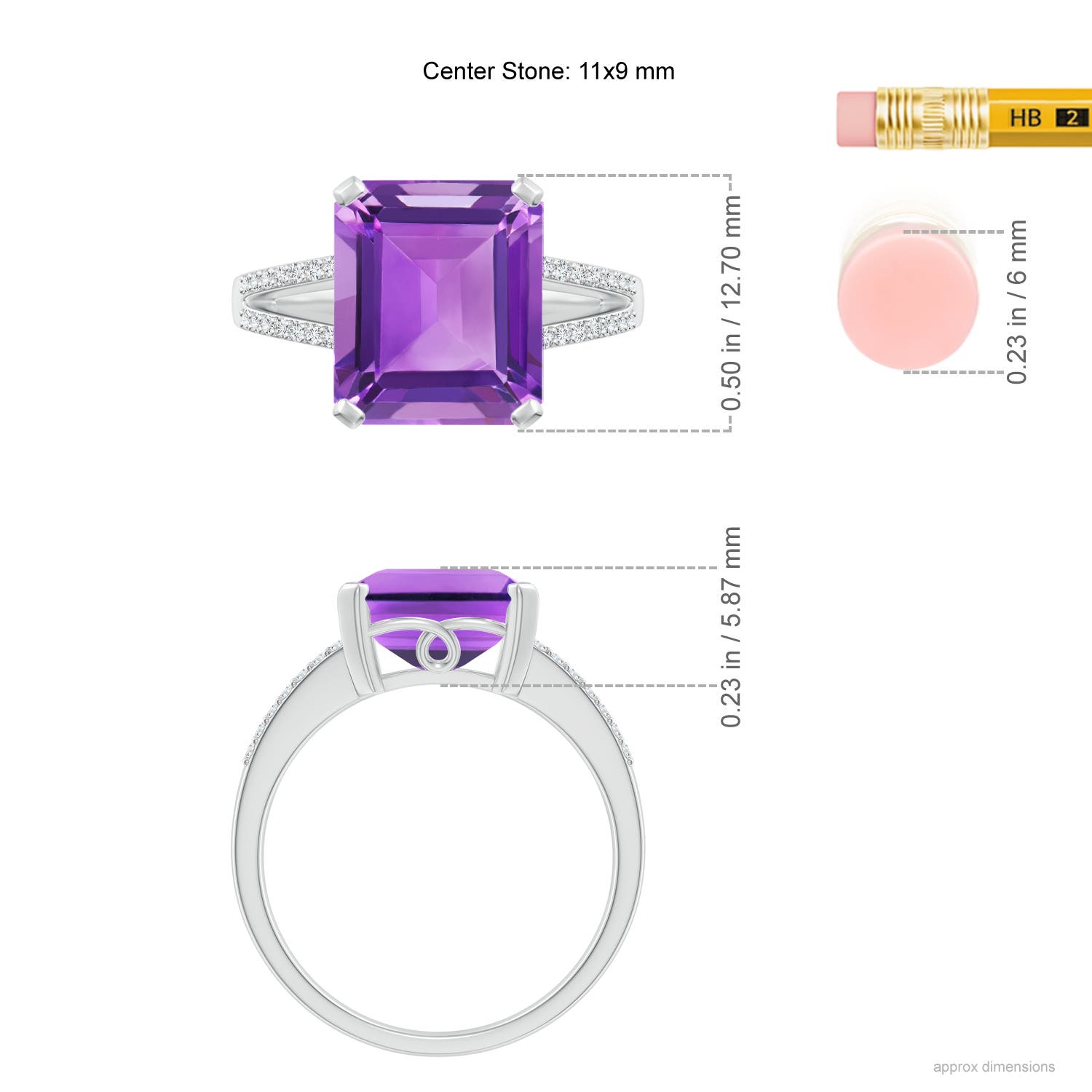 AA - Amethyst / 4.14 CT / 14 KT White Gold