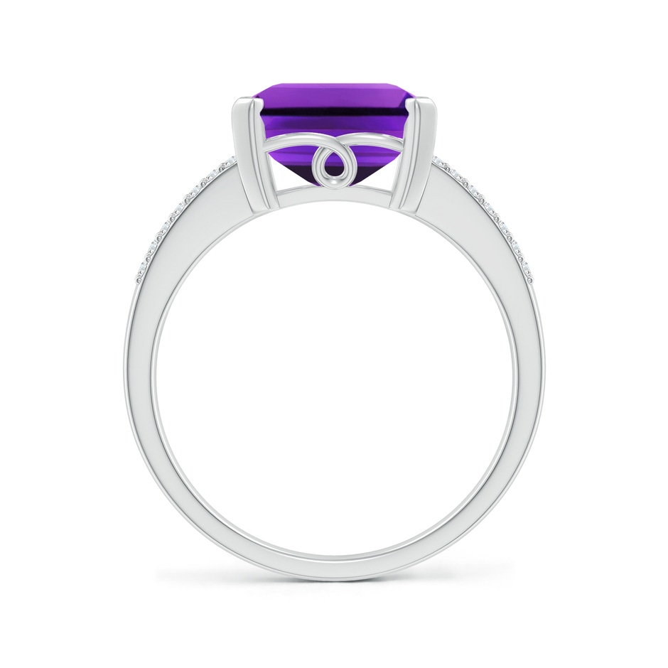 11x9mm AAAA Emerald-Cut Amethyst Split Shank Cocktail Ring with Diamonds in White Gold side-1