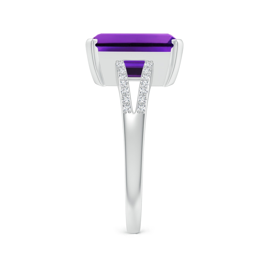 11x9mm AAAA Emerald-Cut Amethyst Split Shank Cocktail Ring with Diamonds in White Gold side-2