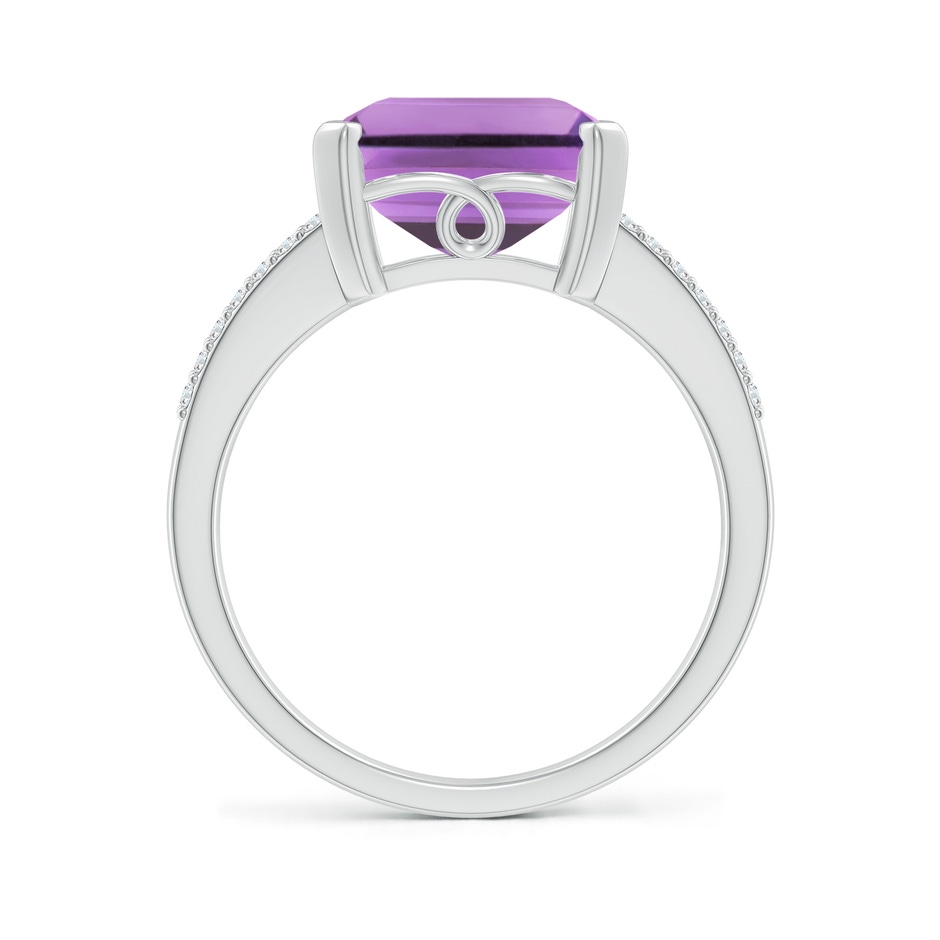 12x10mm A Emerald-Cut Amethyst Split Shank Cocktail Ring with Diamonds in White Gold side-1