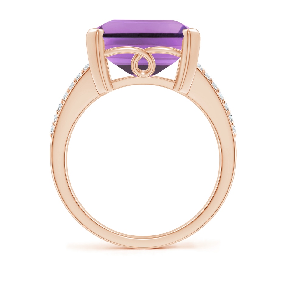 14x12mm A Emerald-Cut Amethyst Split Shank Cocktail Ring with Diamonds in Rose Gold side-1