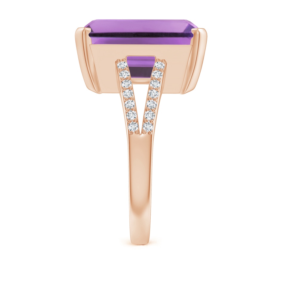 14x12mm A Emerald-Cut Amethyst Split Shank Cocktail Ring with Diamonds in Rose Gold side-2