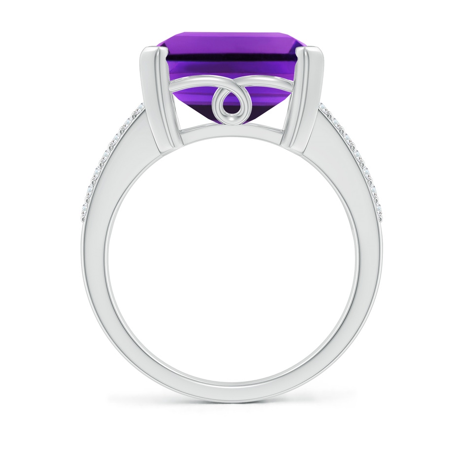 14x12mm AAAA Emerald-Cut Amethyst Split Shank Cocktail Ring with Diamonds in White Gold side-1