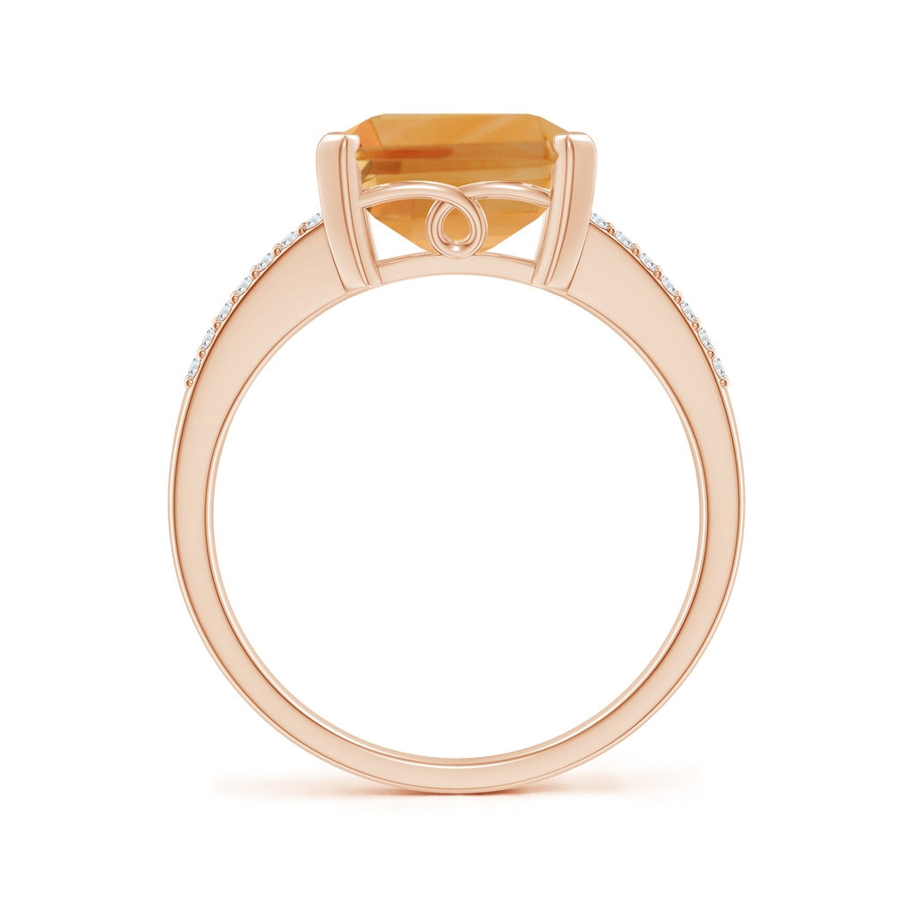 11x9mm A Emerald-Cut Citrine Split Shank Cocktail Ring with Diamonds in Rose Gold Side-1