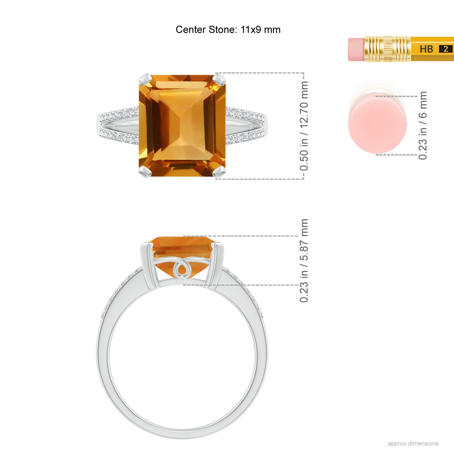 AA - Citrine / 4.34 CT / 14 KT White Gold