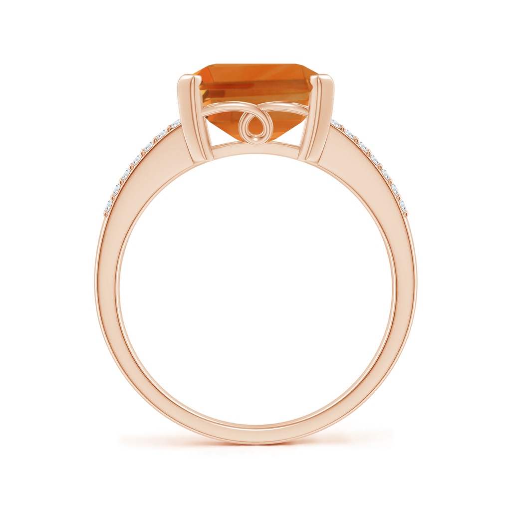 11x9mm AAA Emerald-Cut Citrine Split Shank Cocktail Ring with Diamonds in Rose Gold Side-1