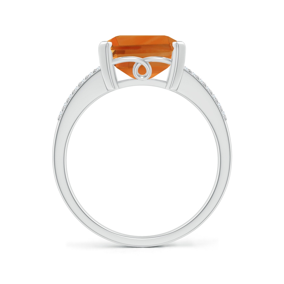 11x9mm AAA Emerald-Cut Citrine Split Shank Cocktail Ring with Diamonds in White Gold side-1