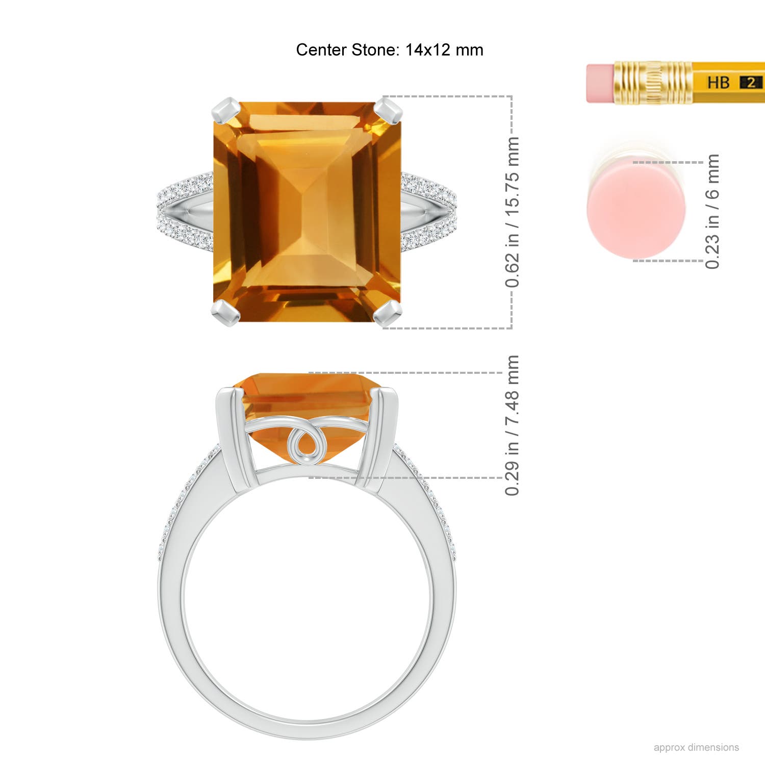 AA - Citrine / 9.82 CT / 14 KT White Gold