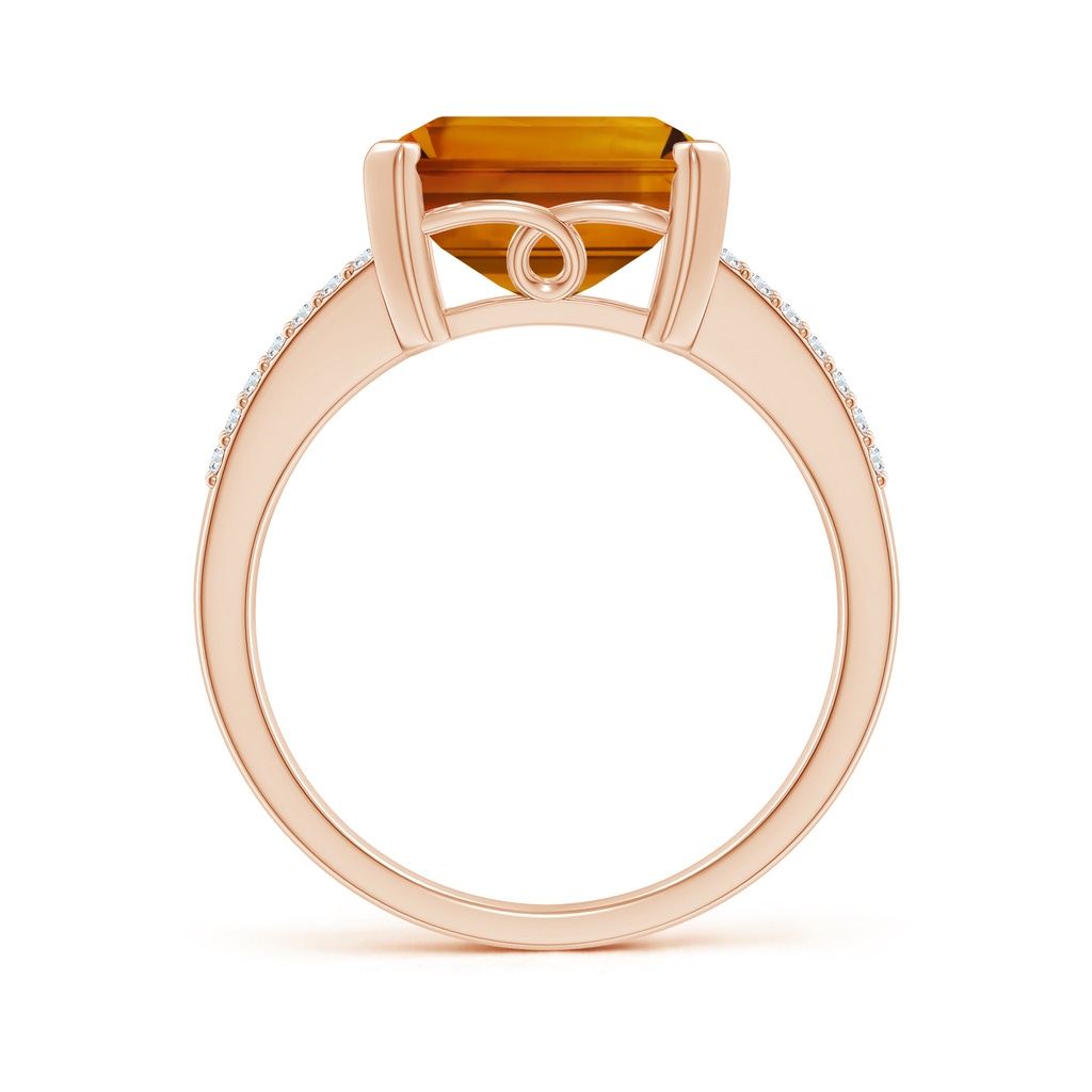 12.14x9.12x5.42mm AAAA GIA Certified Emerald-Cut Citrine Cocktail Ring in Rose Gold Side 199