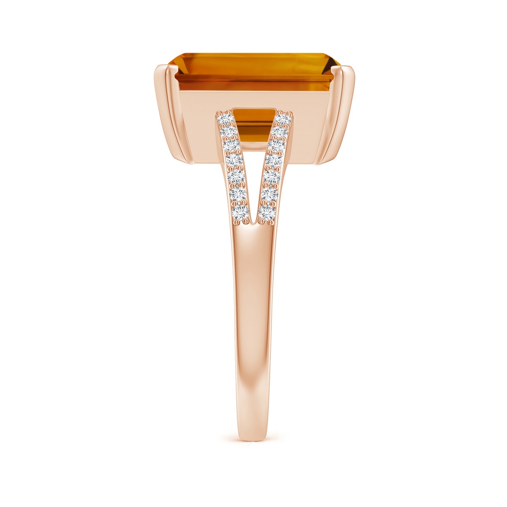 12.14x9.12x5.42mm AAAA GIA Certified Emerald-Cut Citrine Cocktail Ring in Rose Gold Side 399