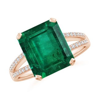 8.88x7.05mm AA GIA Certified Emerald Cut Emerald Cocktail Ring in 9K Rose Gold
