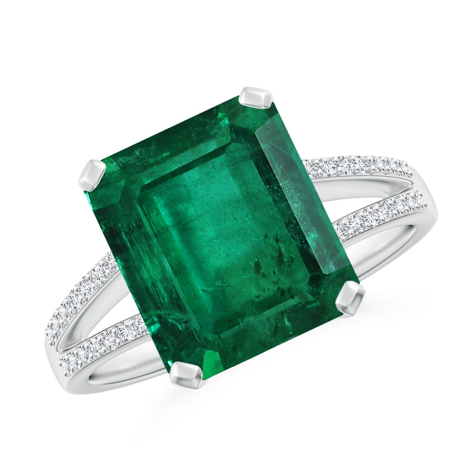 8.88x7.05mm AA GIA Certified Emerald Cut Emerald Cocktail Ring in White Gold 