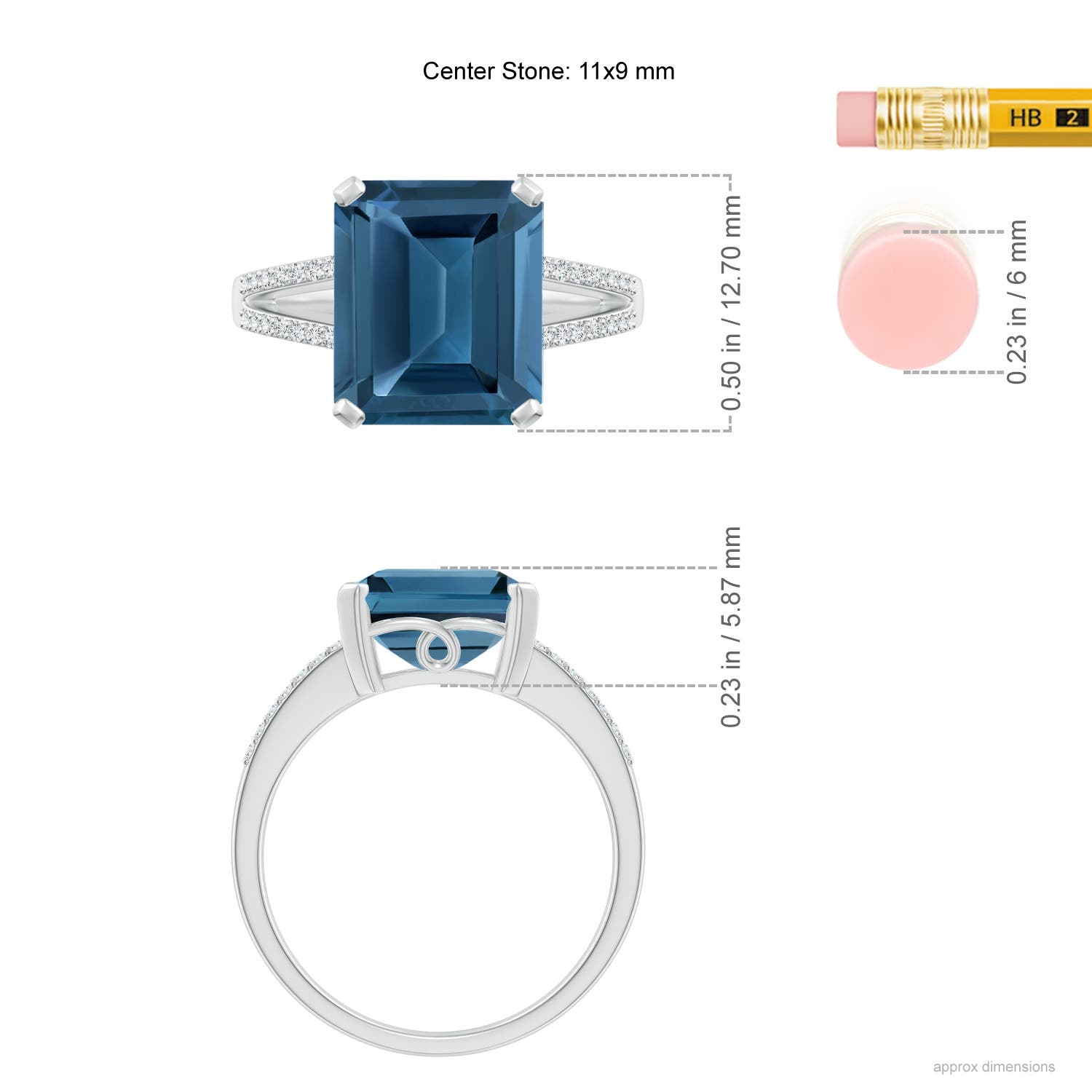 AA - London Blue Topaz / 5.74 CT / 14 KT White Gold