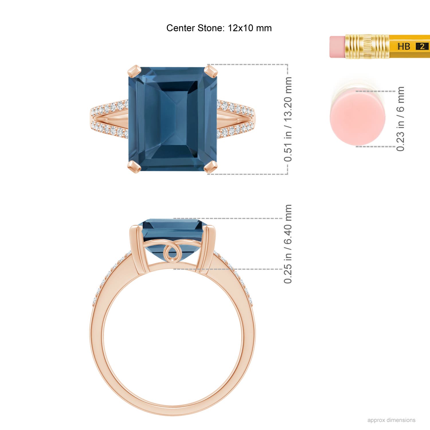 A - London Blue Topaz / 7.37 CT / 14 KT Rose Gold