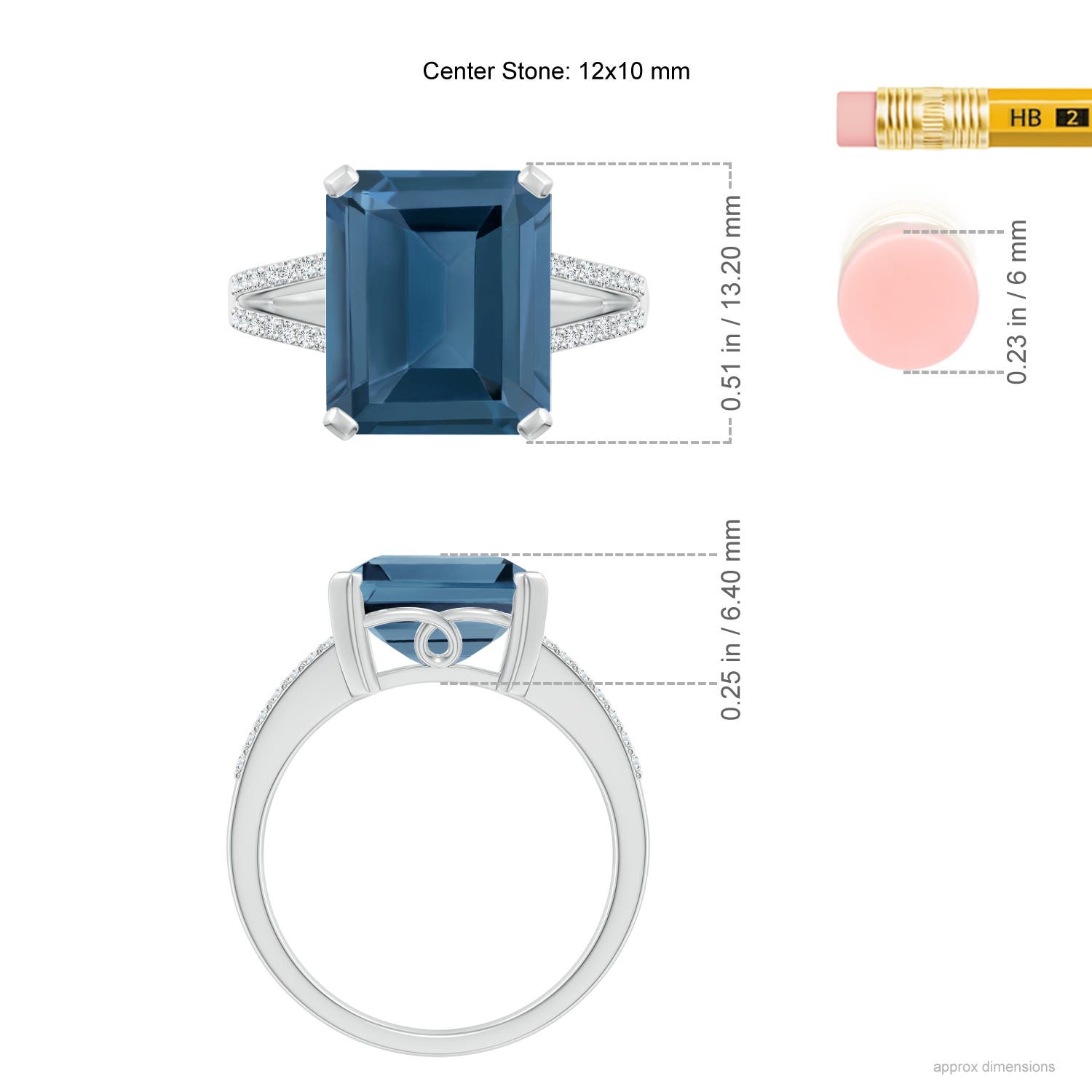 A - London Blue Topaz / 7.37 CT / 14 KT White Gold