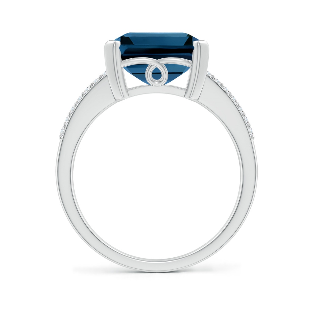 12x10mm AAAA Emerald-Cut London Blue Topaz Split Shank Cocktail Ring in 10K White Gold Side-1