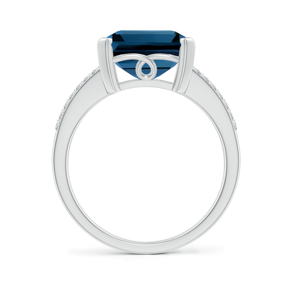 12x10mm AAAA Emerald-Cut London Blue Topaz Split Shank Cocktail Ring in White Gold side-1