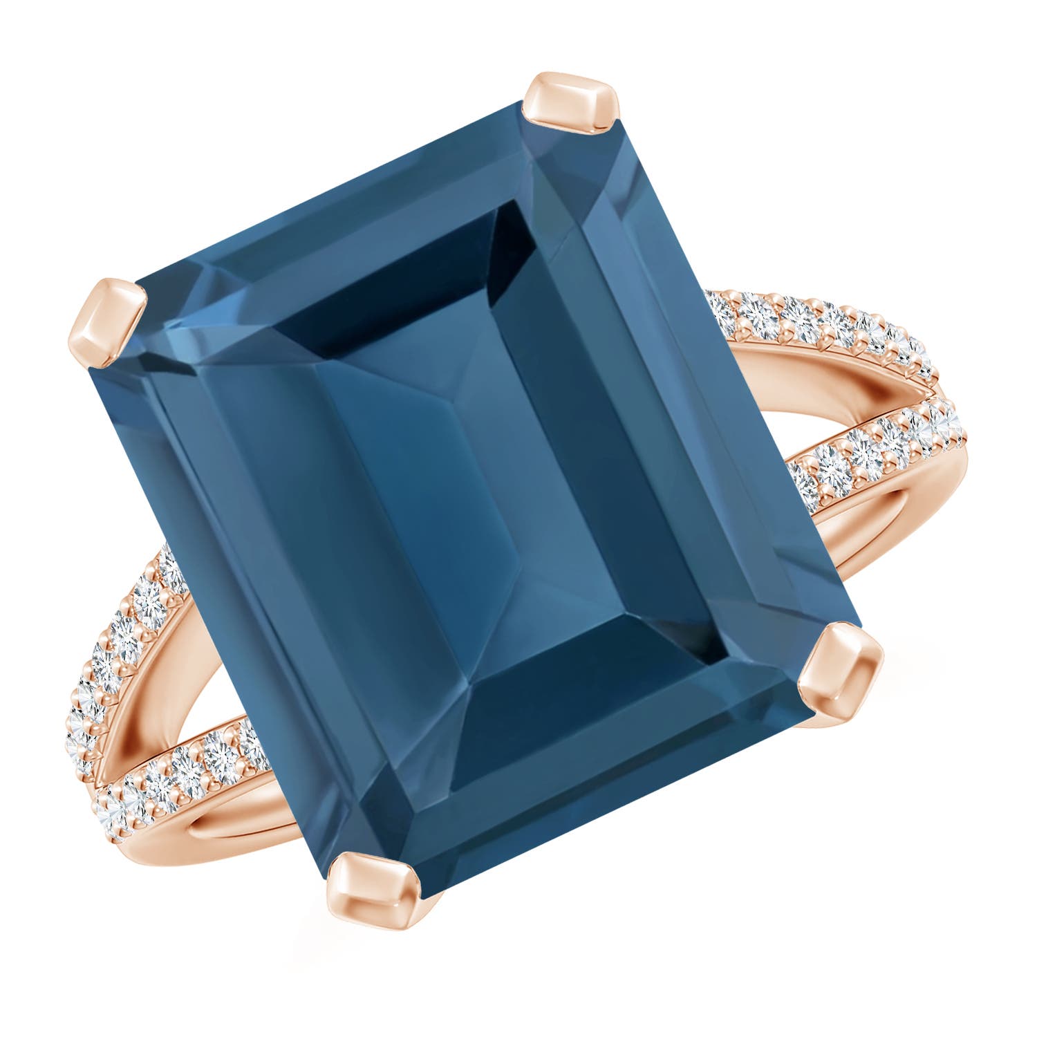 A - London Blue Topaz / 12.22 CT / 14 KT Rose Gold