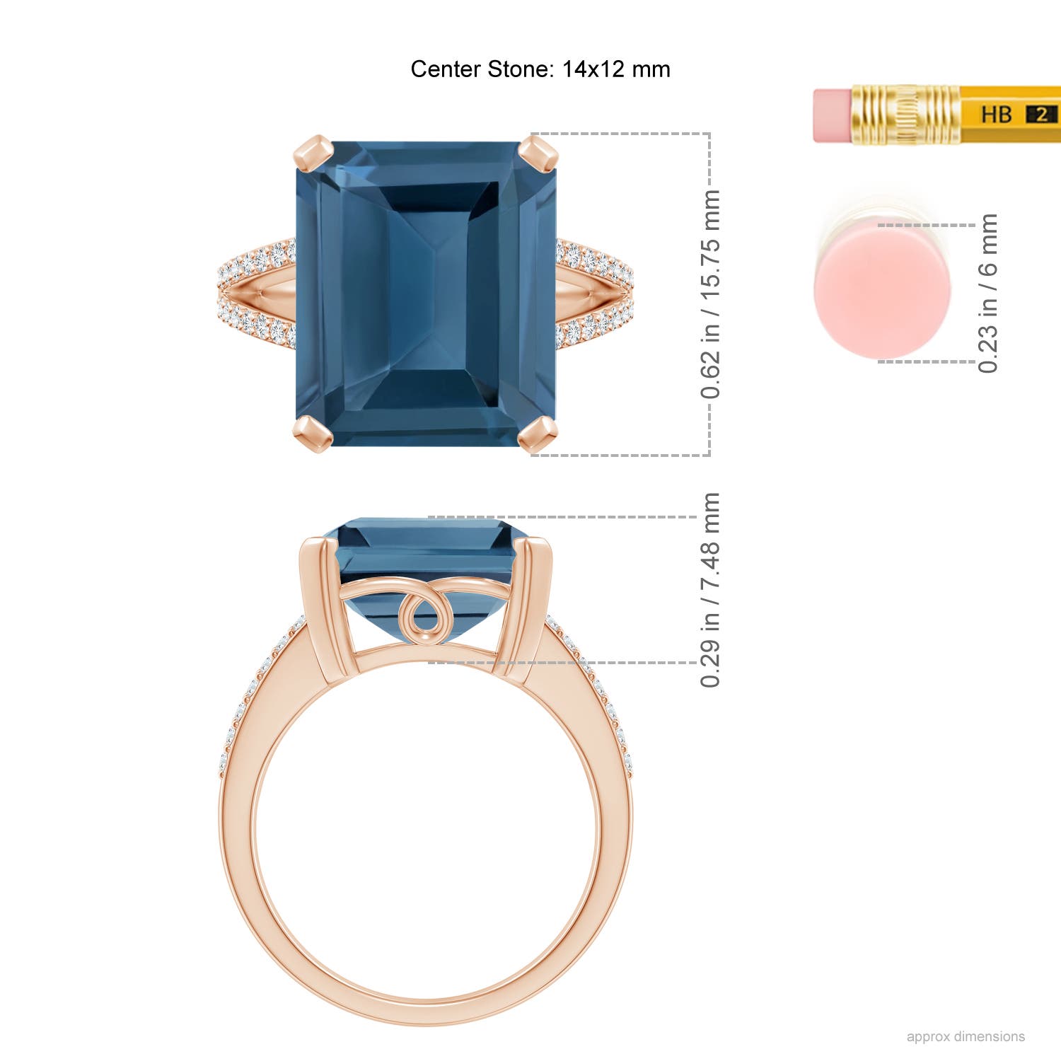 A - London Blue Topaz / 12.22 CT / 14 KT Rose Gold