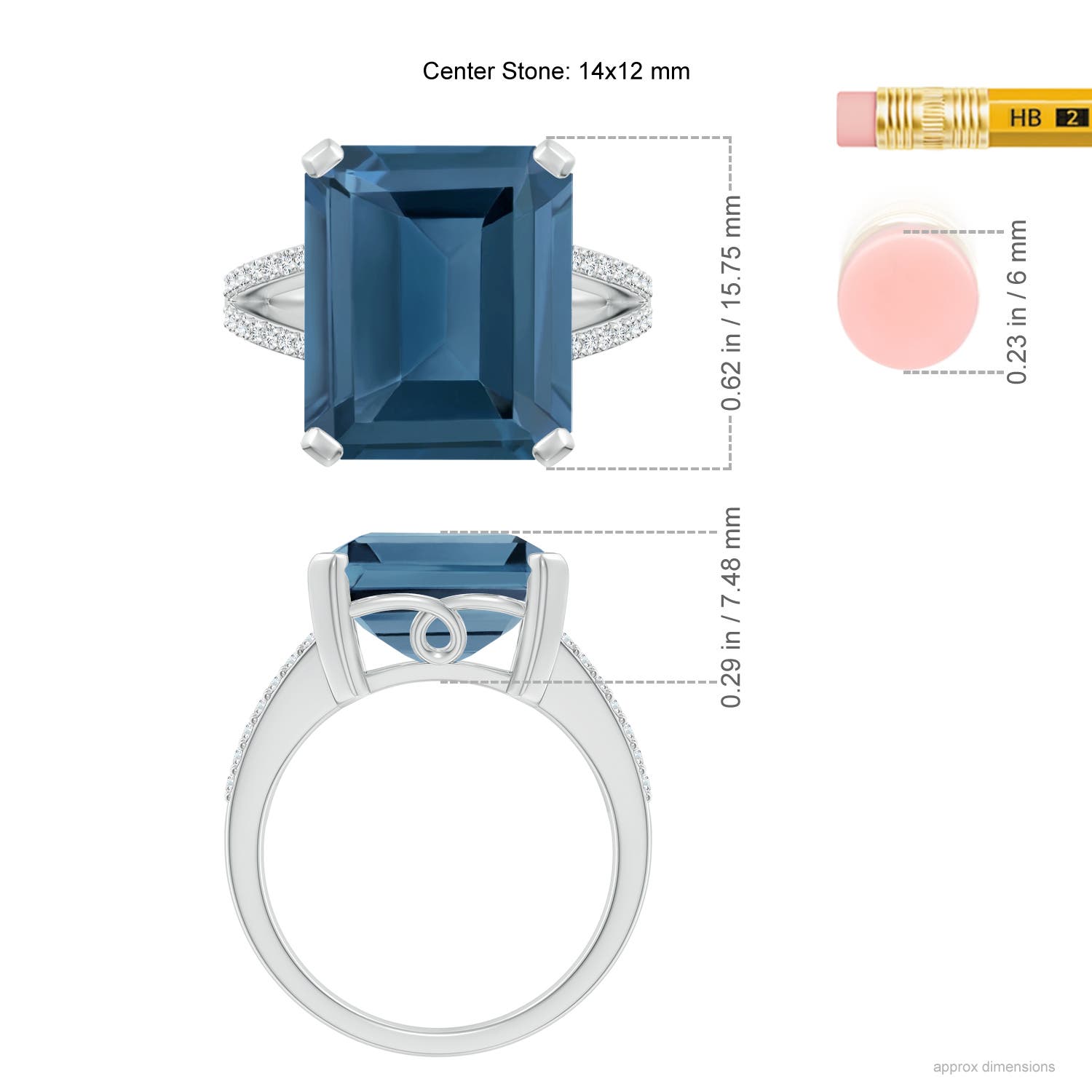 A - London Blue Topaz / 12.22 CT / 14 KT White Gold