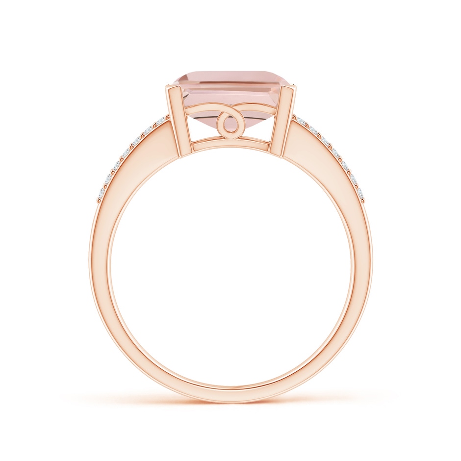 11x9mm AAA Emerald-Cut Morganite Split Shank Cocktail Ring with Diamonds in Rose Gold product image