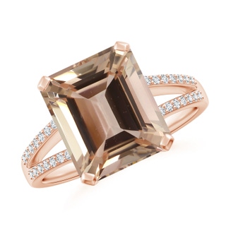 10.08x8.08x5.71mm AA GIA Certified Emerald-Cut Morganite Cocktail Ring in 18K Rose Gold