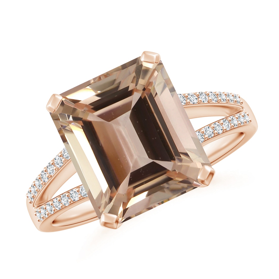 10.08x8.08x5.71mm AA GIA Certified Emerald-Cut Morganite Cocktail Ring in Rose Gold 