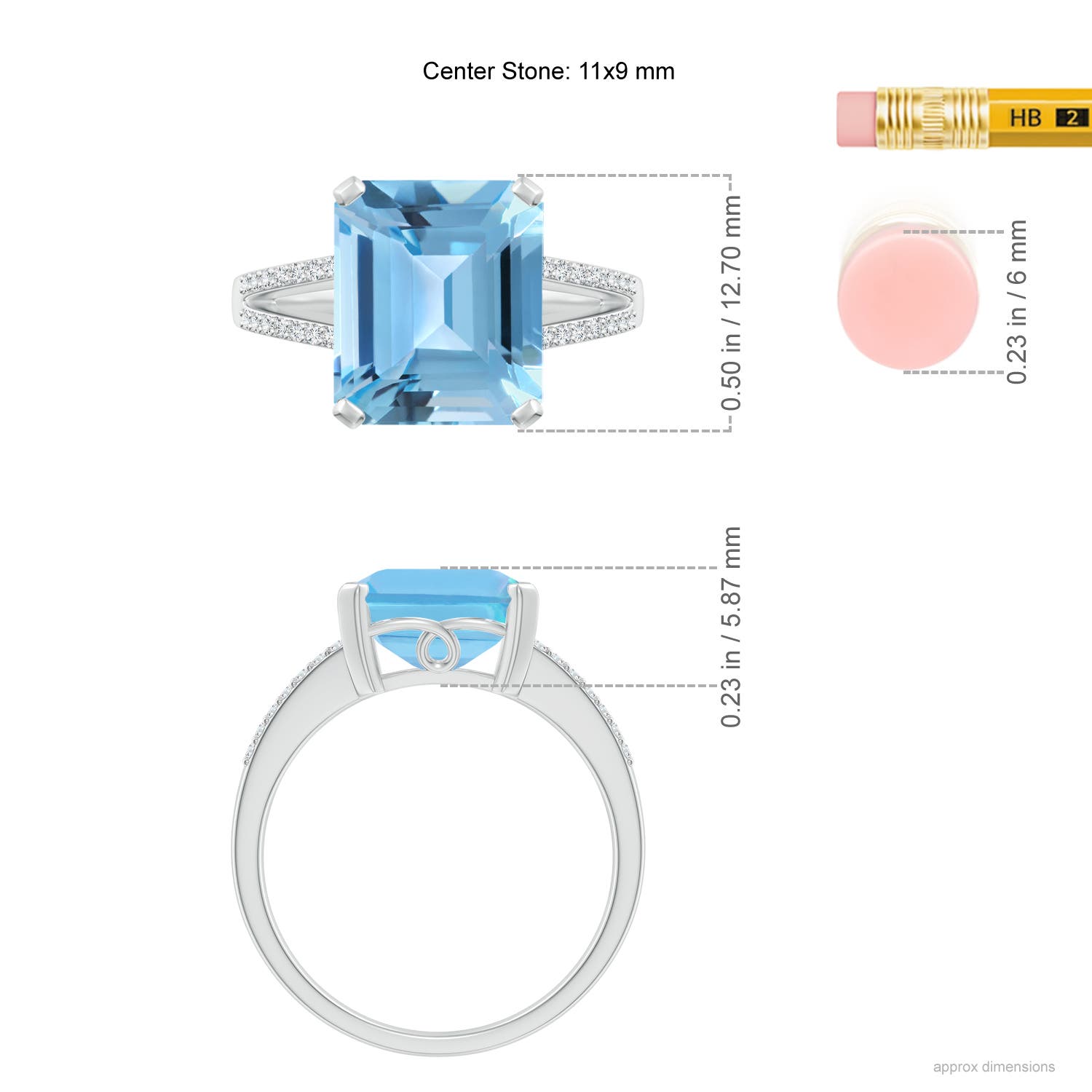 A - Swiss Blue Topaz / 5.74 CT / 14 KT White Gold