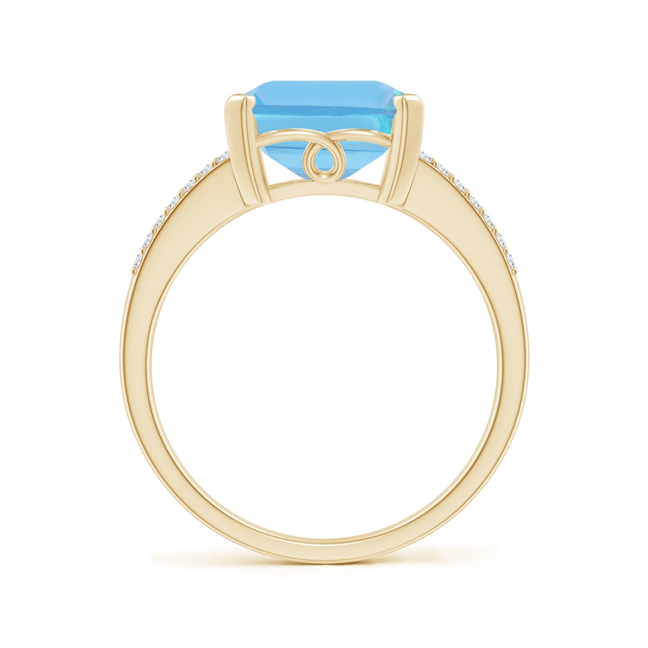 11x9mm A Emerald-Cut Swiss Blue Topaz Split Shank Cocktail Ring in Yellow Gold side-1