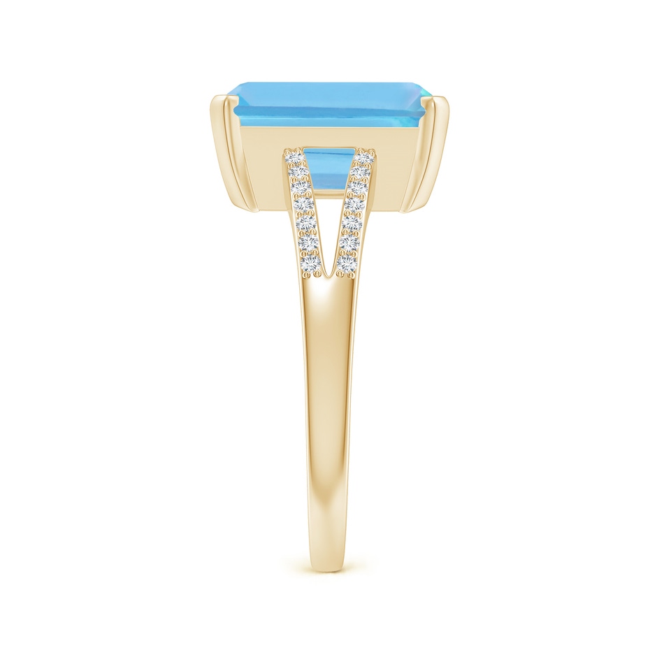 11x9mm A Emerald-Cut Swiss Blue Topaz Split Shank Cocktail Ring in Yellow Gold side-2