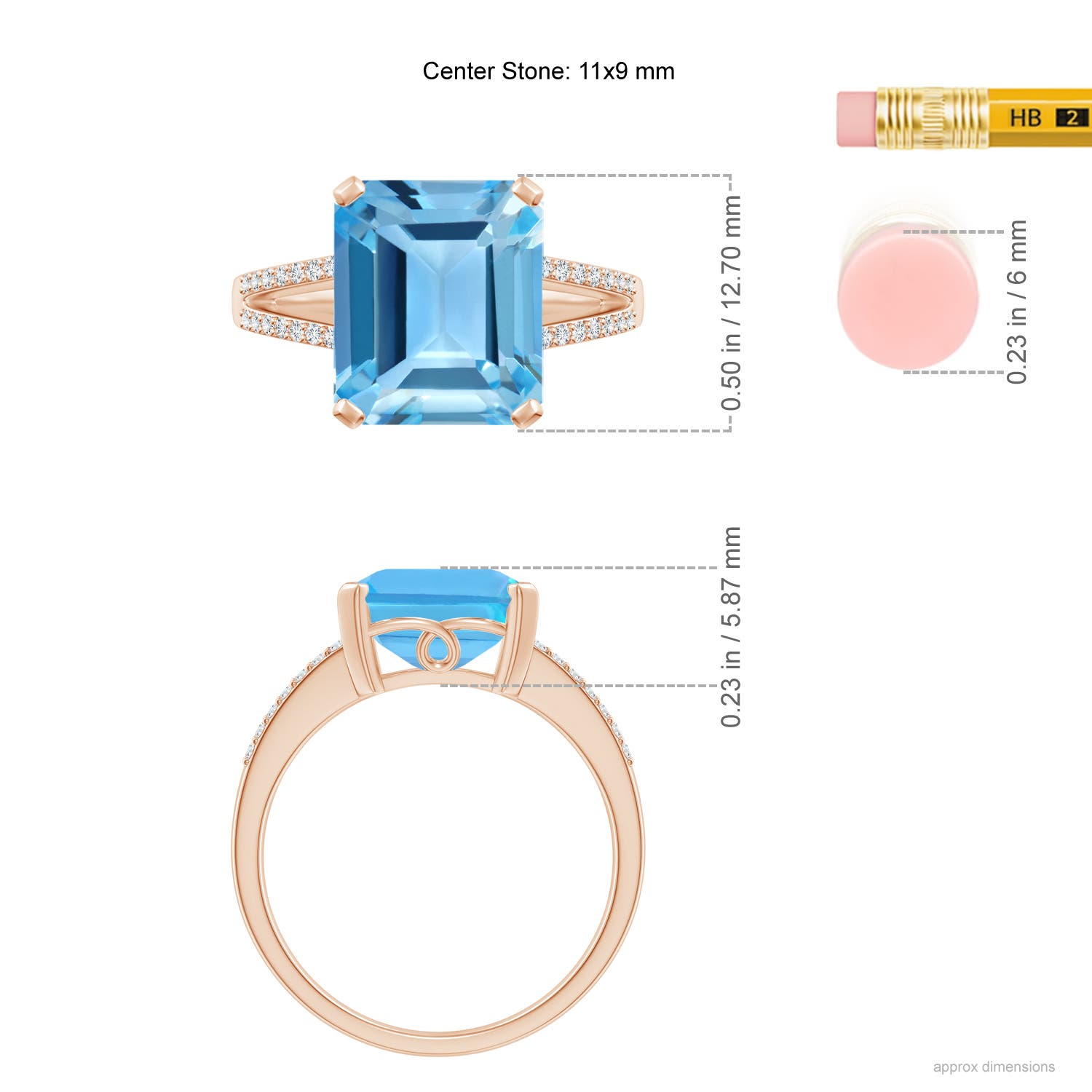 AA - Swiss Blue Topaz / 5.74 CT / 14 KT Rose Gold