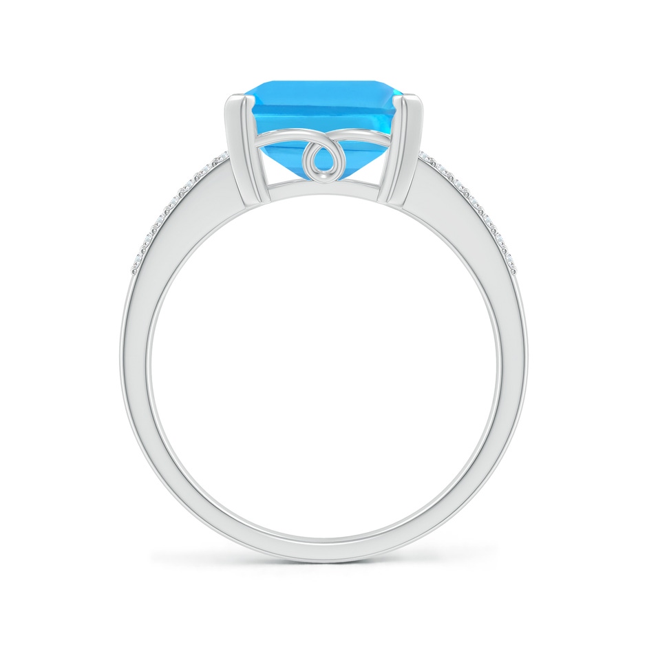 11x9mm AAA Emerald-Cut Swiss Blue Topaz Split Shank Cocktail Ring in White Gold side-1