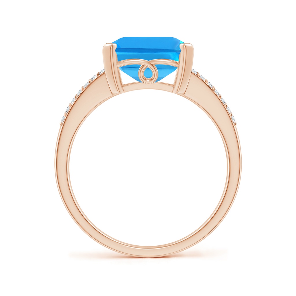 11x9mm AAAA Emerald-Cut Swiss Blue Topaz Split Shank Cocktail Ring in Rose Gold - side_1