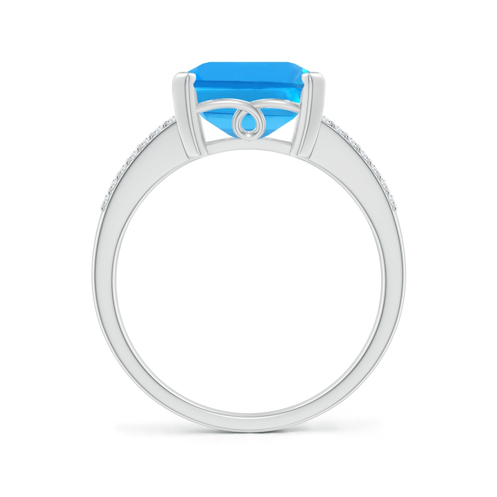 11x9mm AAAA Emerald-Cut Swiss Blue Topaz Split Shank Cocktail Ring in White Gold - side_1