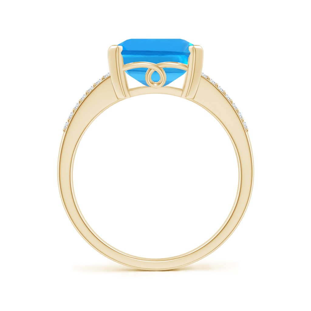 11x9mm AAAA Emerald-Cut Swiss Blue Topaz Split Shank Cocktail Ring in Yellow Gold - side_1