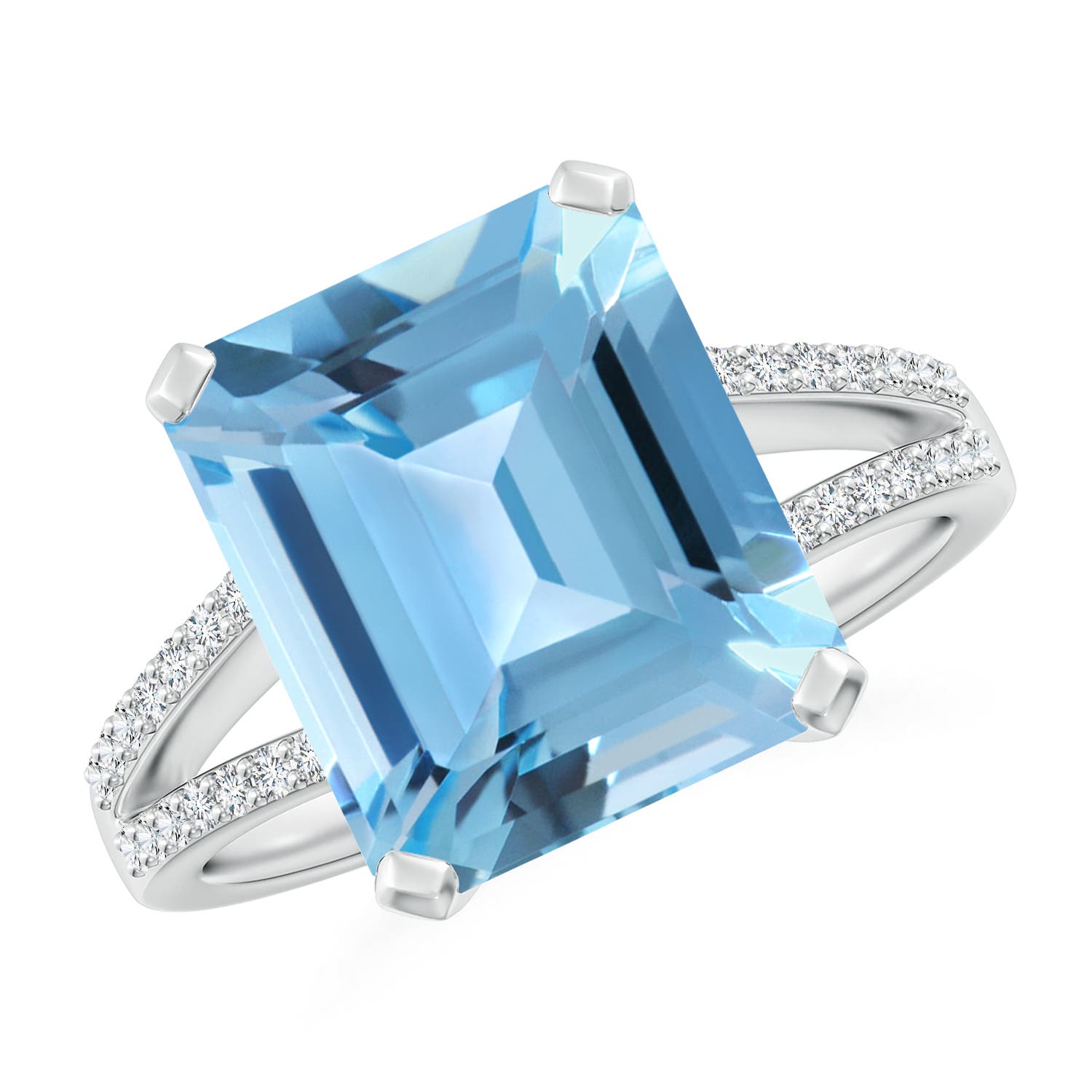 A - Swiss Blue Topaz / 7.37 CT / 14 KT White Gold