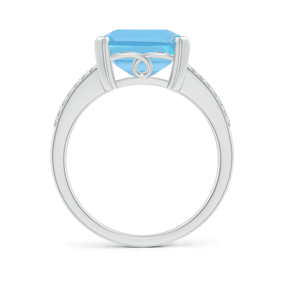 12x10mm A Emerald-Cut Swiss Blue Topaz Split Shank Cocktail Ring in White Gold side-1