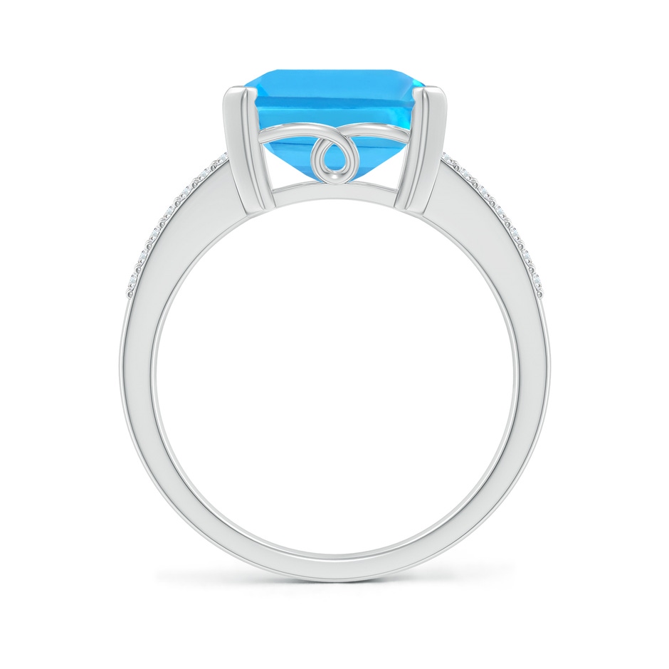 12x10mm AAA Emerald-Cut Swiss Blue Topaz Split Shank Cocktail Ring in White Gold side-1