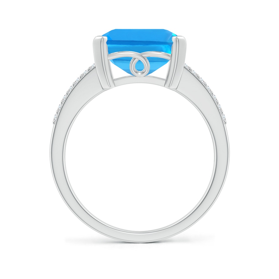 12x10mm AAAA Emerald-Cut Swiss Blue Topaz Split Shank Cocktail Ring in White Gold side-1