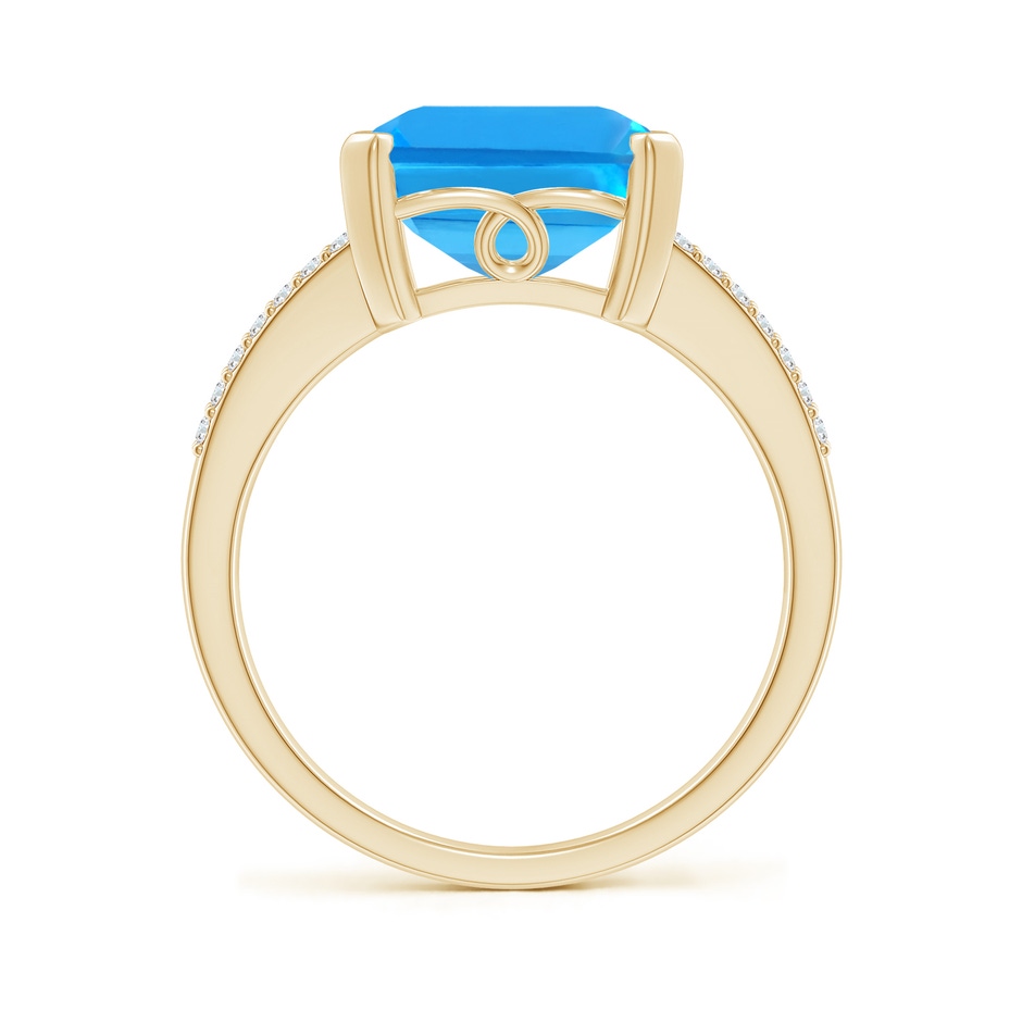12x10mm AAAA Emerald-Cut Swiss Blue Topaz Split Shank Cocktail Ring in Yellow Gold side-1