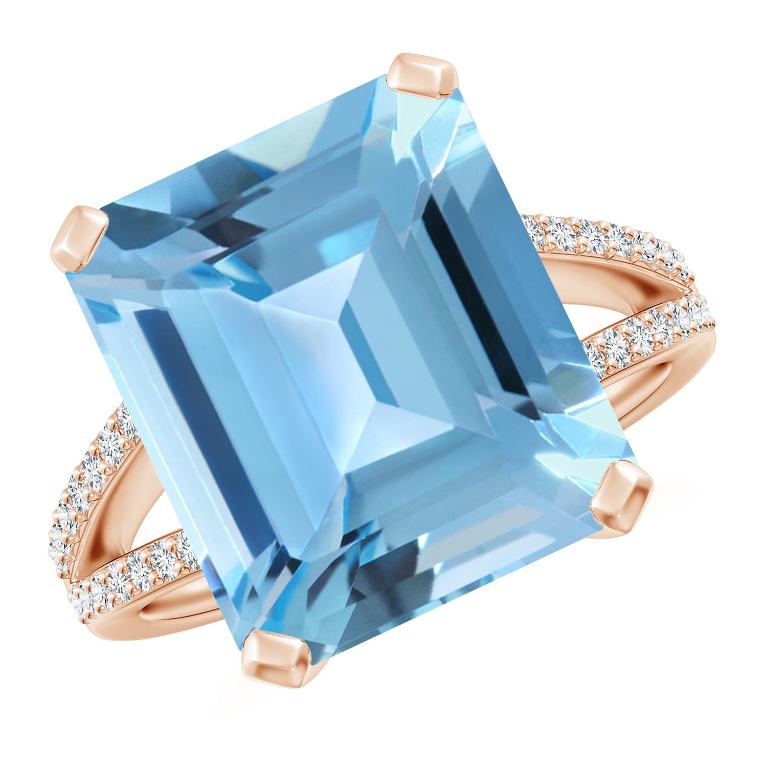 A - Swiss Blue Topaz / 12.22 CT / 14 KT Rose Gold