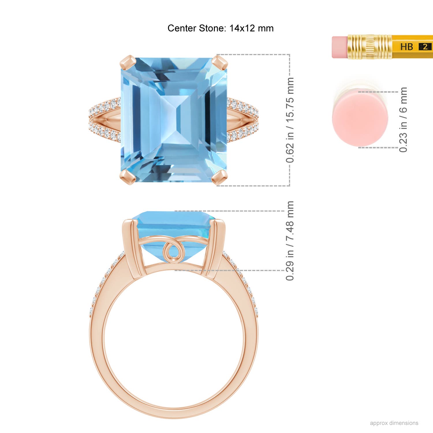 A - Swiss Blue Topaz / 12.22 CT / 14 KT Rose Gold