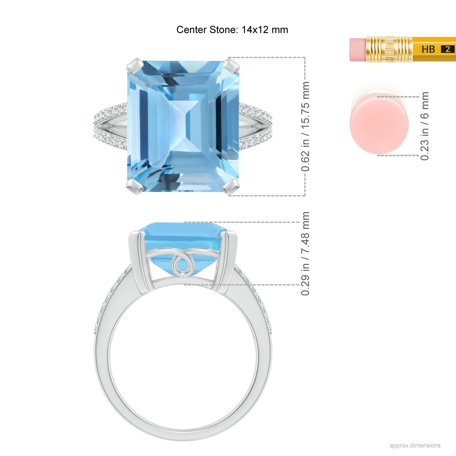 A - Swiss Blue Topaz / 12.22 CT / 14 KT White Gold