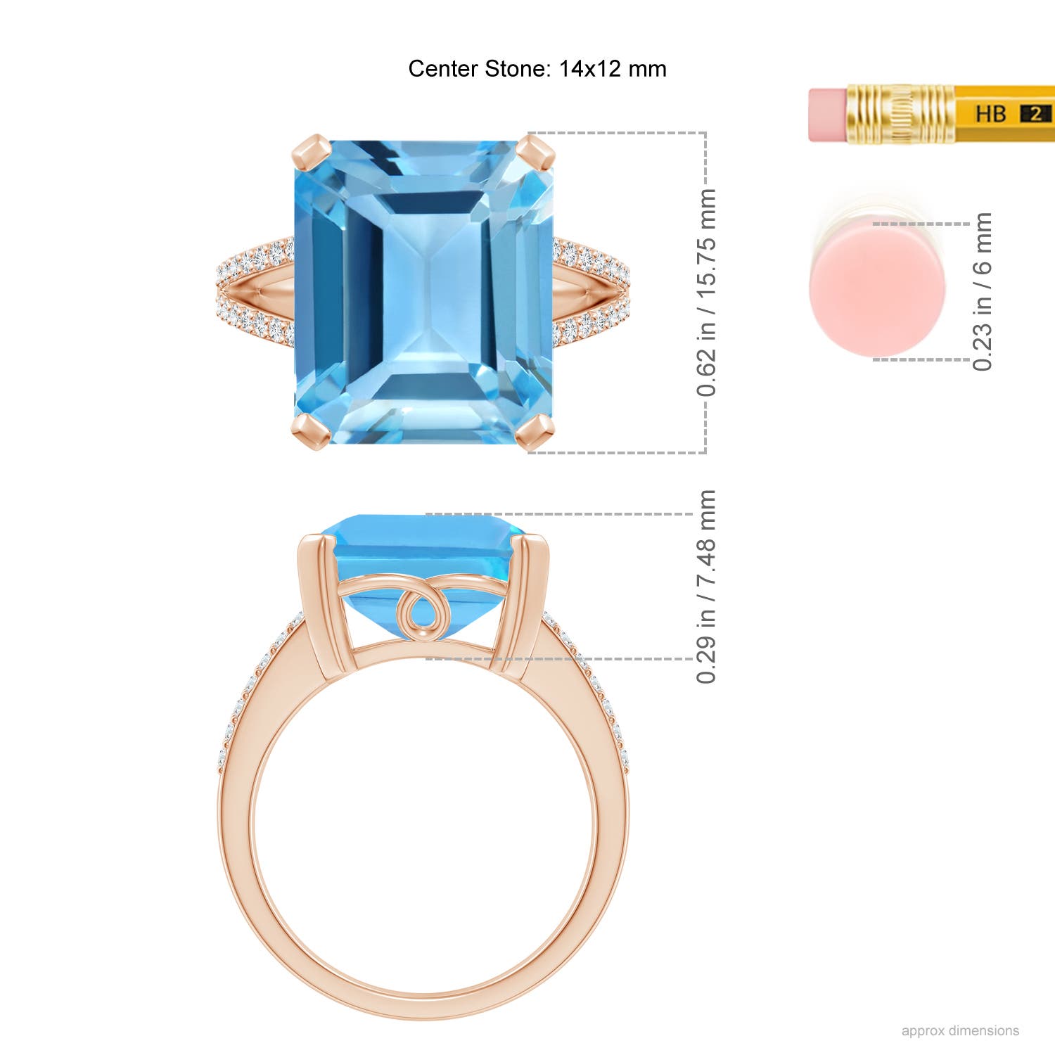 AA - Swiss Blue Topaz / 12.22 CT / 14 KT Rose Gold